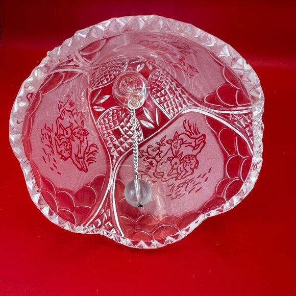 CRYSTAL DINNER BELL THOMCO COLLECTION ETCHED DEER FAMILY 24% LEAD CRISTAL - Picture 5 of 7
